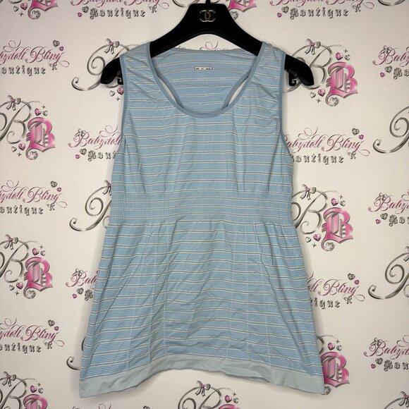 lululemon athletica Tops - Lululemon tank top sparkly striped blue silver vintage rare stretchy racer back
